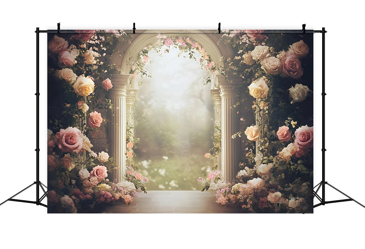 Toile de fond Photo Beaux-Arts Arche Romantique Rose Magnifique GQ57-186