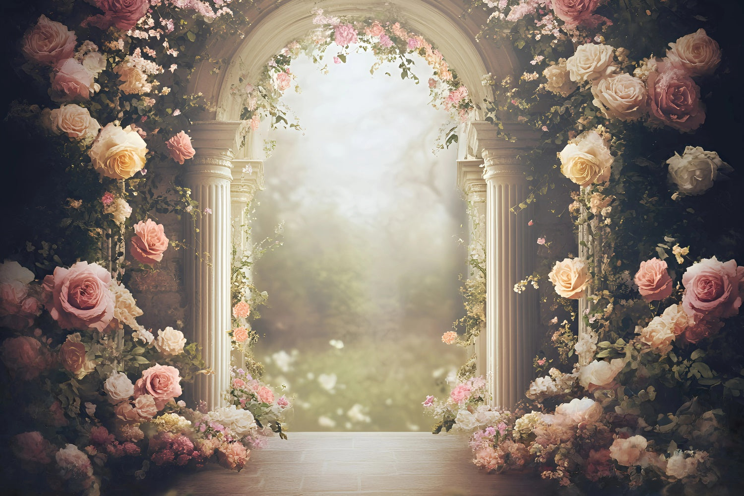 Toile de fond Photo Beaux-Arts Arche Romantique Rose Magnifique GQ57-186
