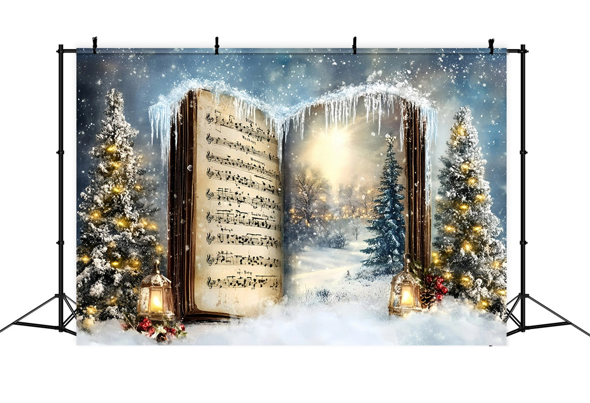 Toile de fond photo Noël Forêt Gelée et Chants GQ57-19