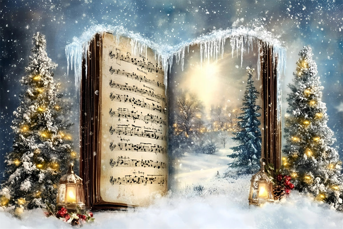 Toile de fond photo Noël Forêt Gelée et Chants GQ57-19