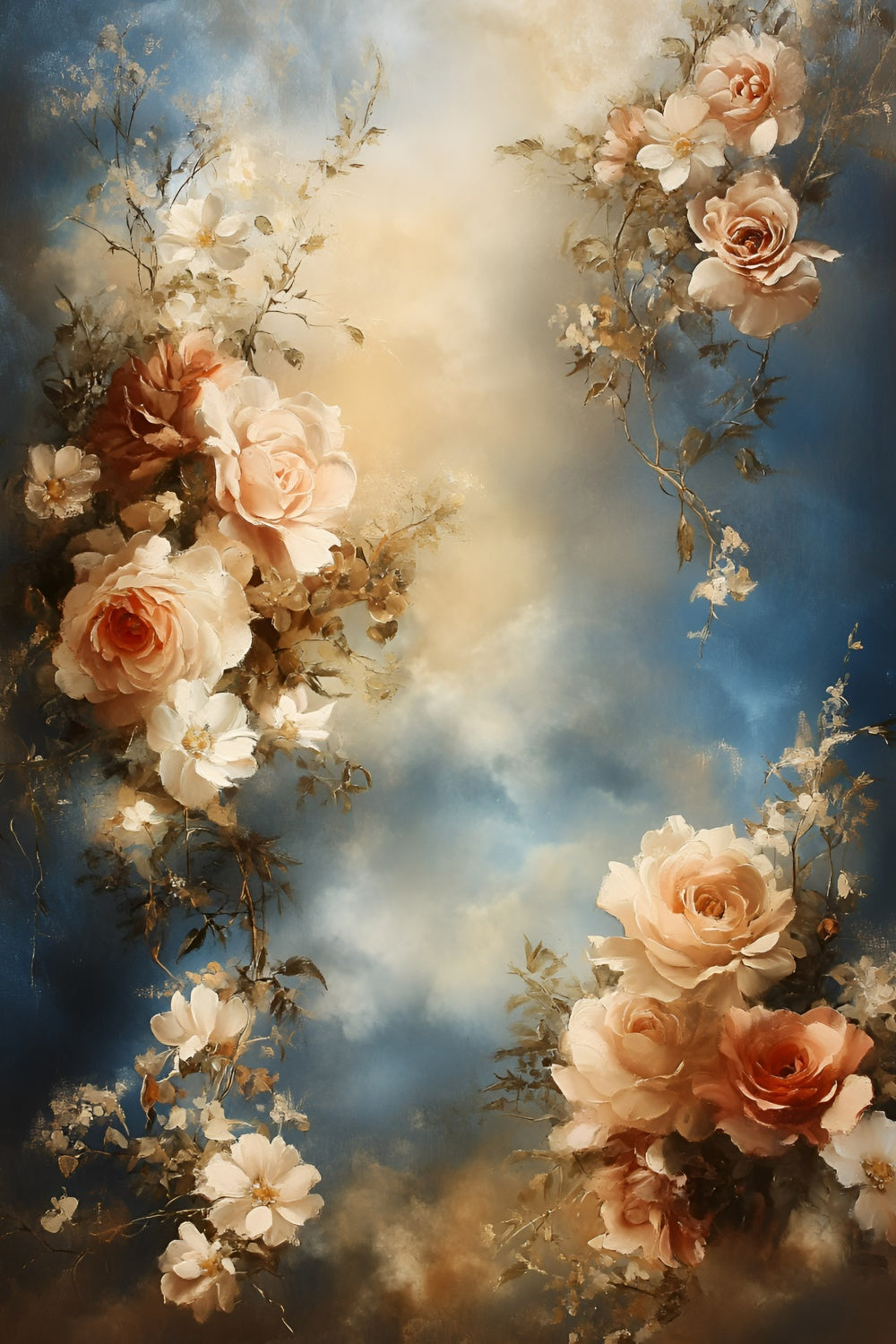 Toile de fond Photo Peinture Rose Nuageuse GQ57-191