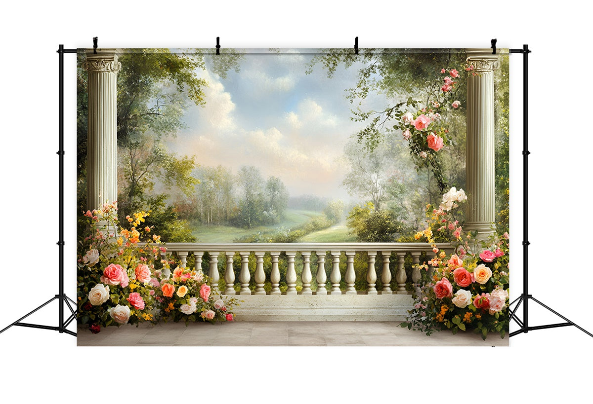 Toile de fond Photographie Beaux-Arts Balcon Fleuri GQ57-193