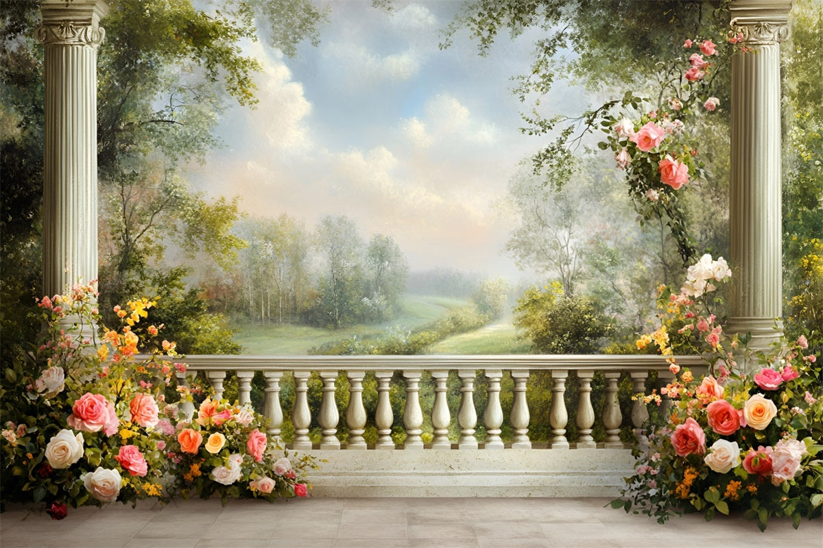 Toile de fond Photographie Beaux-Arts Balcon Fleuri GQ57-193