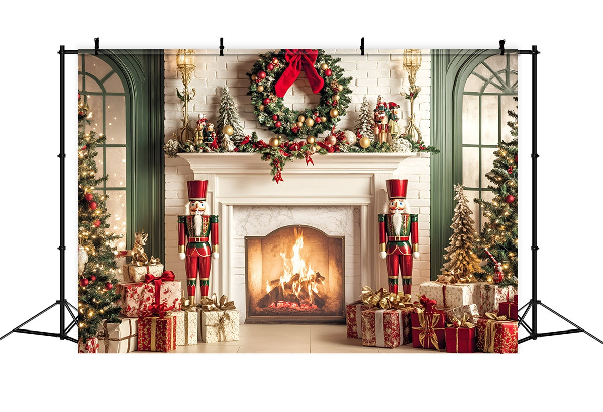 Toile de fond de Noël Foyer Casse-Noisette Rêves au Coin du Feu GQ57-2