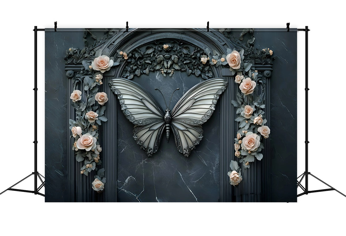 Toile de fond Photo Beaux-Arts Arche Rose Papillon Minuit GQ57-202