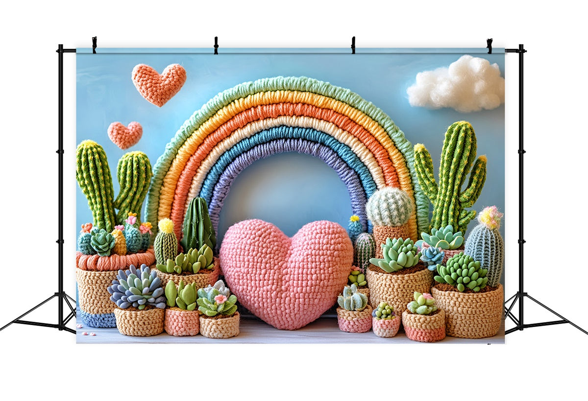 Toile de fond bohème Arc Cactus Arc-en-Ciel GQ57-211