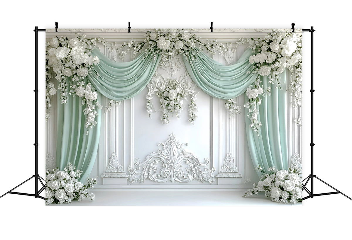 Toile de fond bohème Drapé Vert Royal Floral GQ57-228