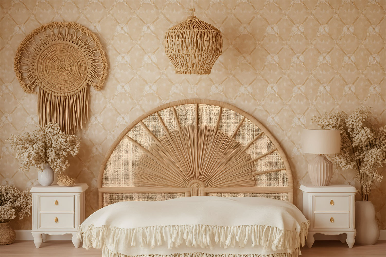 Toile de fond photo bohème Chambre Rustique Rotin GQ57-232