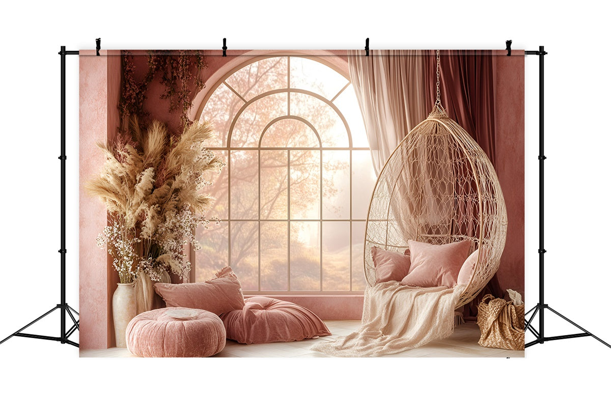 Toile de fond bohème Chambre Sérénité Rose Douce GQ57-233