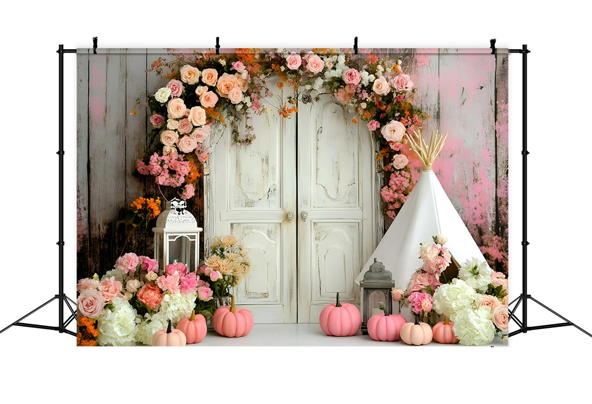 Toile de fond bohème Arche Citrouille Rose Douce GQ57-240