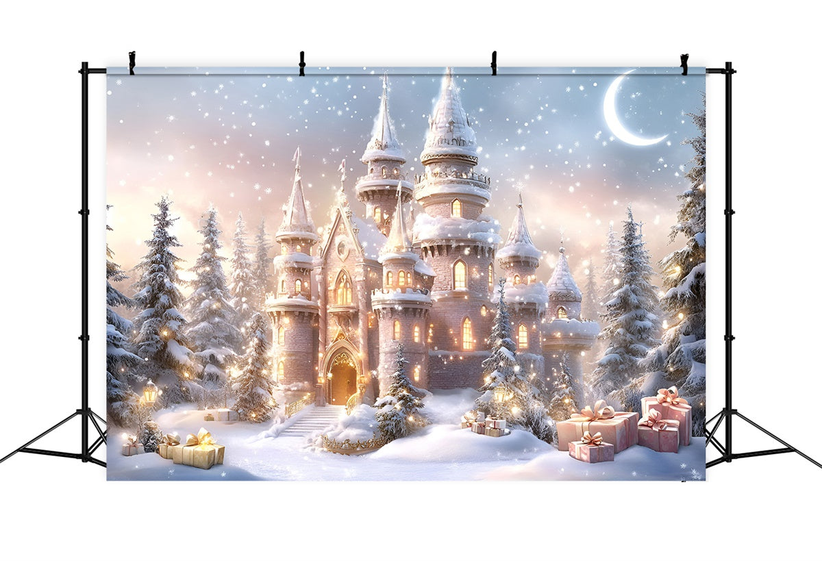 Toile de fond photo Noël Palais de Cadeaux Sous la Neige GQ57-26