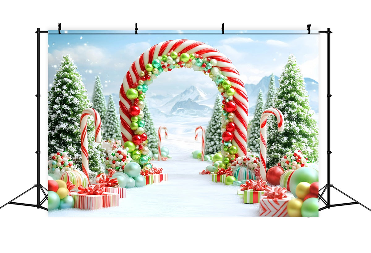 Toile de fond photo Noël Merveille Sucrée de Canne en Bonbon GQ57-3