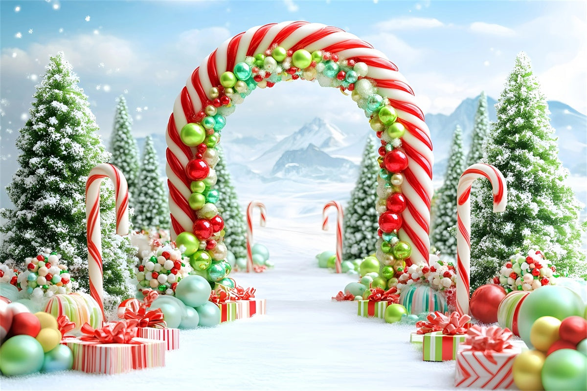 Toile de fond photo Noël Merveille Sucrée de Canne en Bonbon GQ57-3