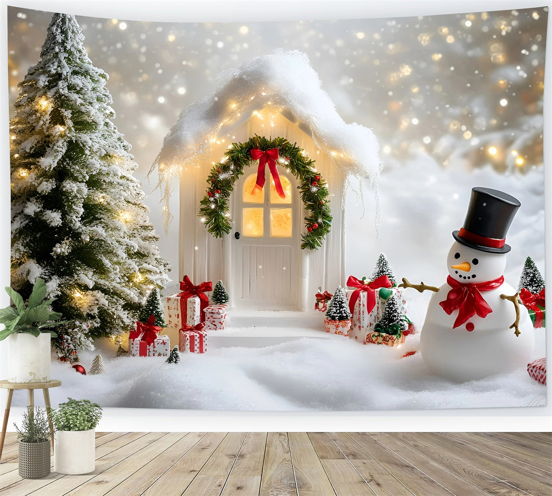 Toile de fond photo Noël Joie du Chalet Bonhomme de Neige GQ57-34