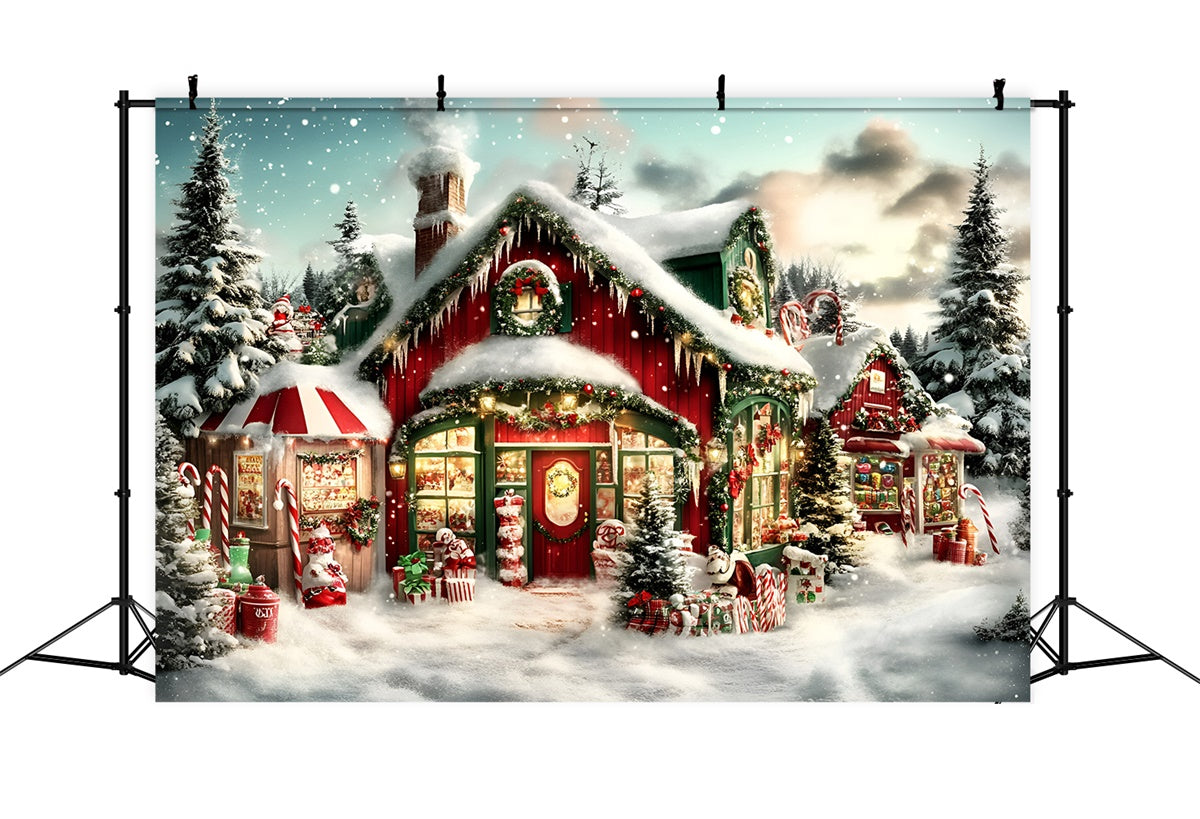 Toile de fond Noël Cottage Sucré de Canne en Bonbon GQ57-37
