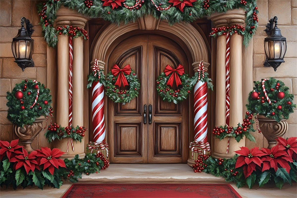 Toile de fond Noël Entrée Colonnes de Bonbons GQ57-39