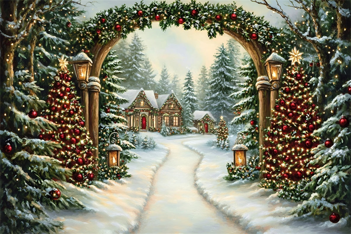Toile de fond photo Noël Sentier Enchanté de Noël GQ57-40