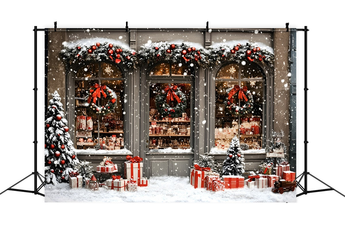 Toile de fond Noël Boutique de Noël Chutes de Neige GQ57-42