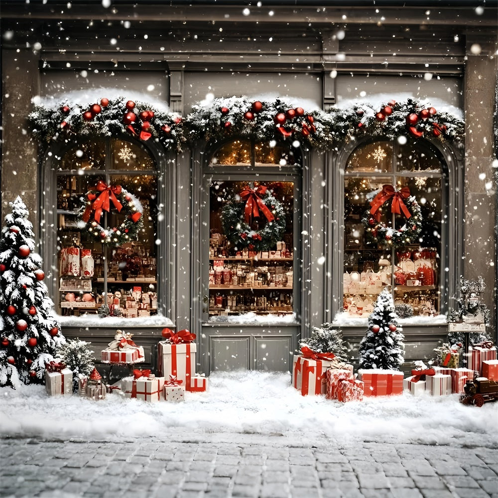 Toile de fond Noël Boutique de Noël Chutes de Neige GQ57-42