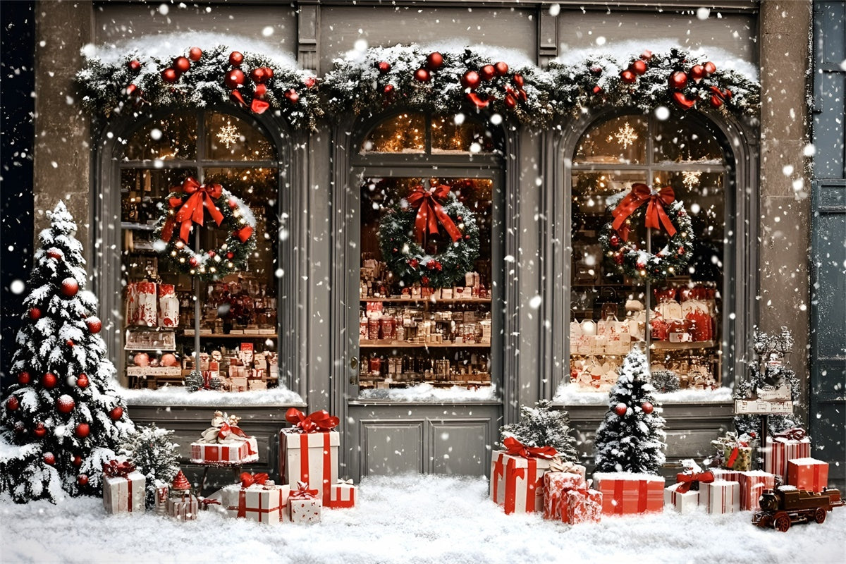 Toile de fond Noël Boutique de Noël Chutes de Neige GQ57-42
