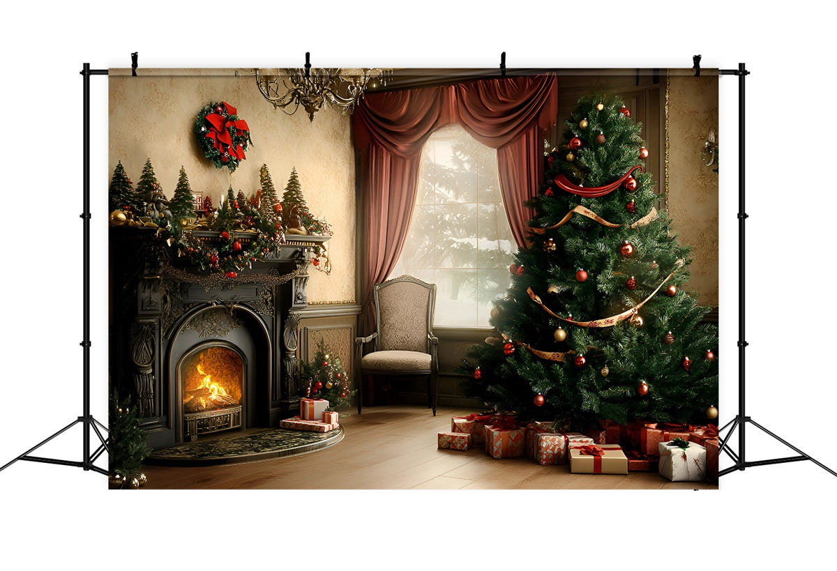 Toile de fond de Noël Salon Vintage de Noël GQ57-44