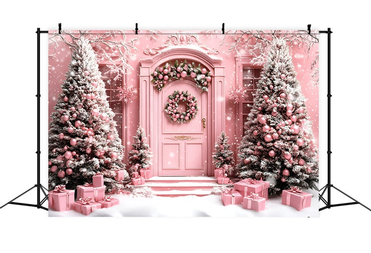 Toile de fond Noël Fantaisie Hivernale Rose GQ57-49