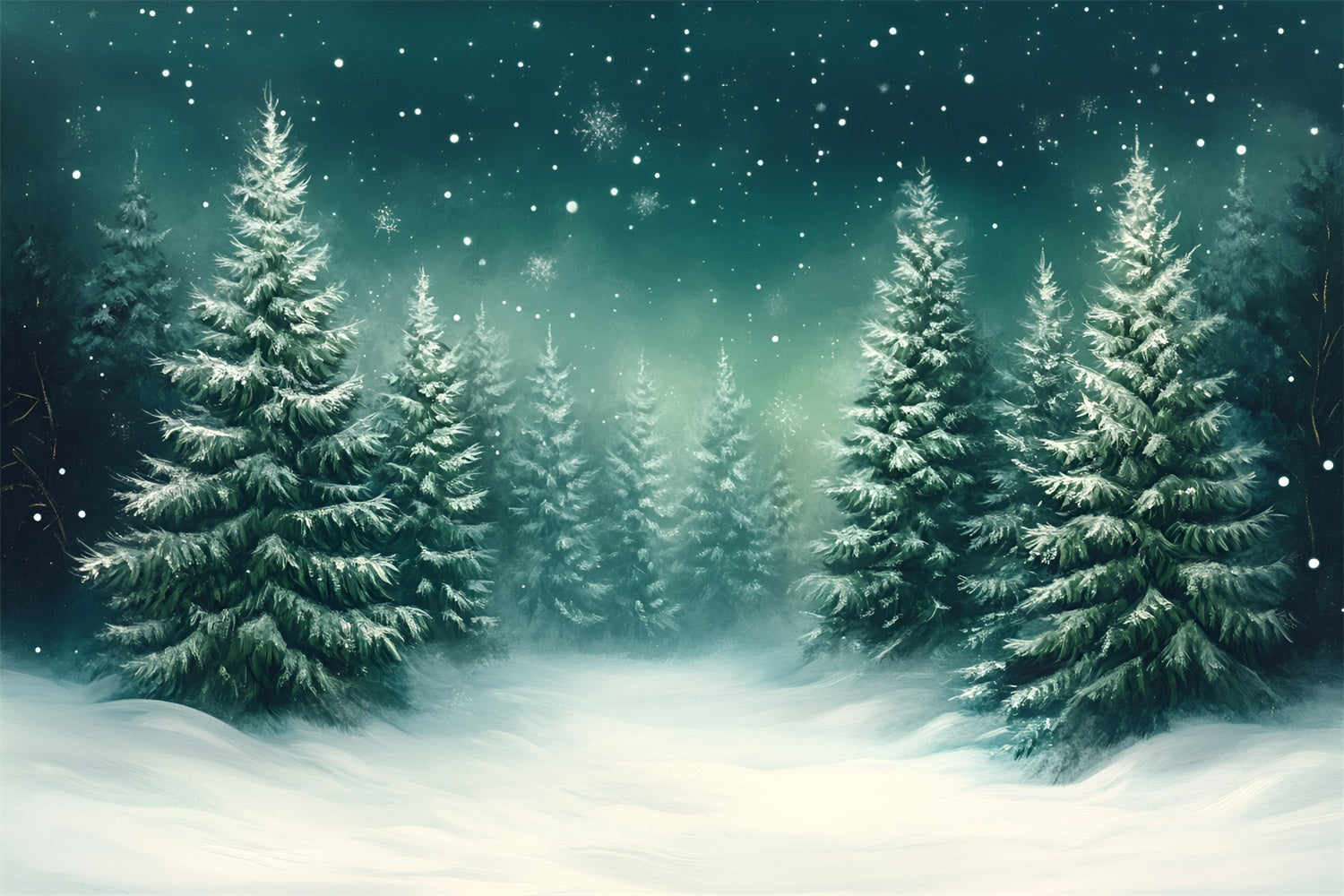 Toile de fond Forêt Neige Flocon Pin Sérénité GQ57-68