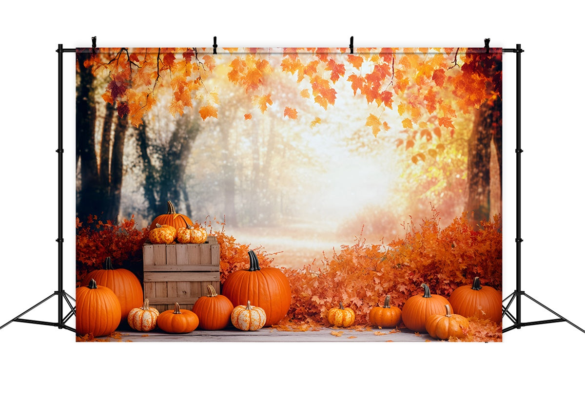 Toile de fond Photo Forêt Automne Citrouille Récolte GQ57-71