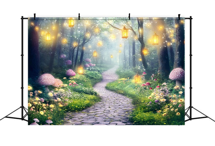 Toile de fond Forêt Magique Sentier Lanterne Fée GQ57-78