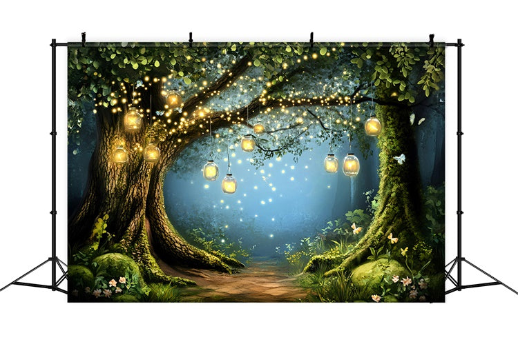 Toile de fond Forêt Photographie Rêve Lanterne Luciole GQ57-80