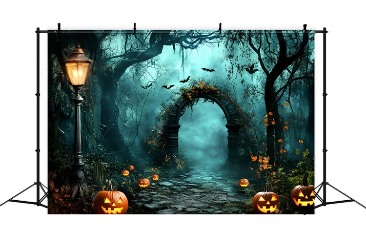 Toile de fond Photo Forêt Halloween Citrouille Hantée GQ57-83