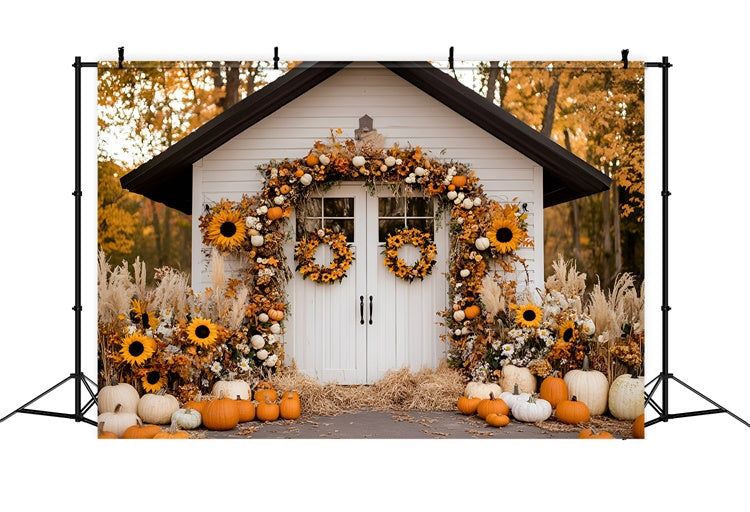 Toile de fond Automne Cottage Récolte Tournesols GQ57-96