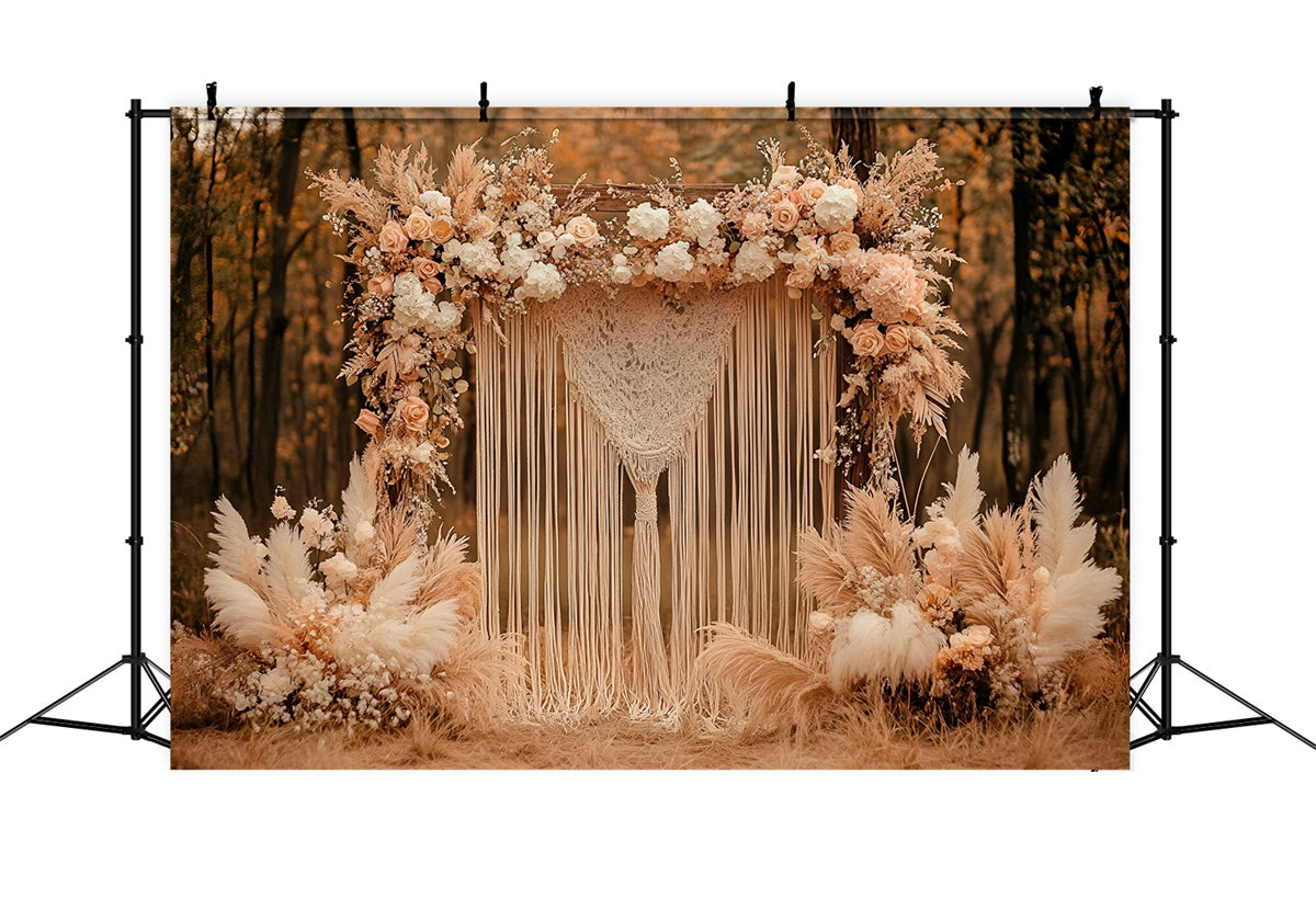 Toile de fond Déco Automne Forêt Arche Florale Bohème GQ57-97