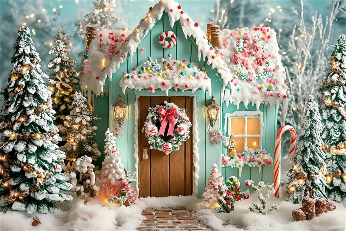 Toile de fond Noël Cabane Pain d’Épices Givrée GQ58-10