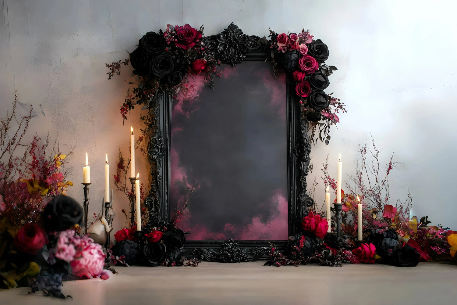 Fond Photo Vintage Cadre Bougie Rose Rouge Noire Romantique GQ58-112