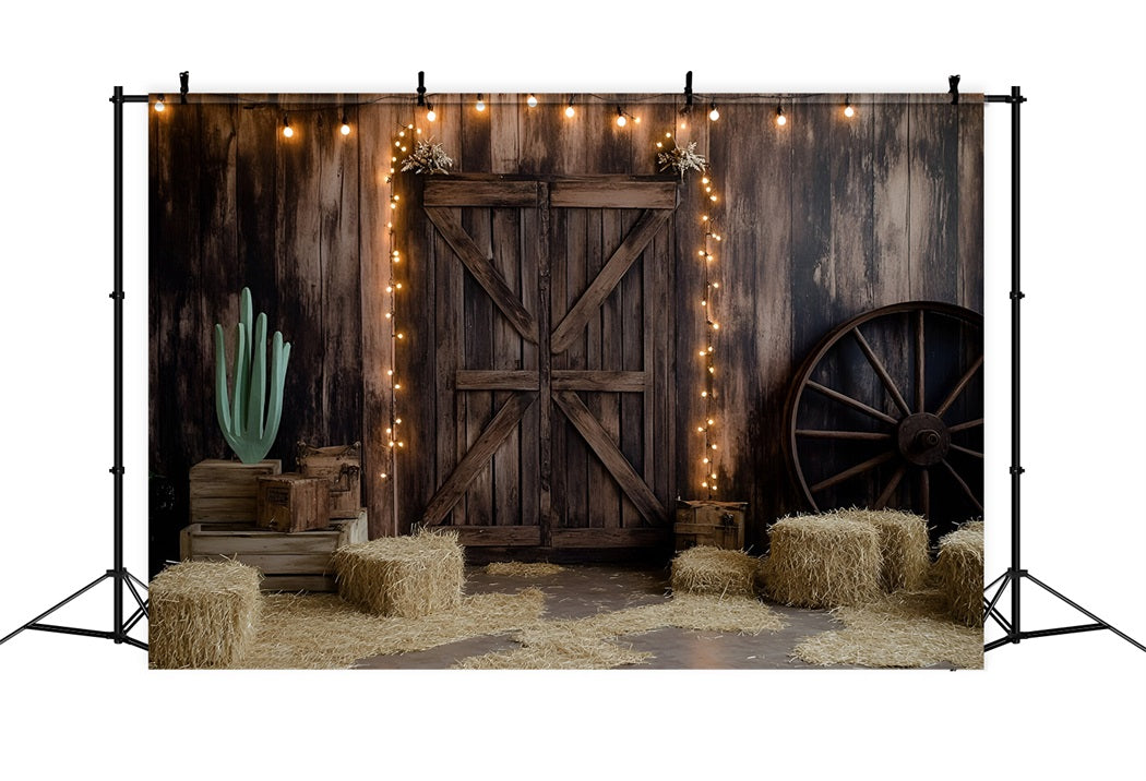Fond Photo Vintage Porte De Grange En Bois Lumières Paille GQ58-117
