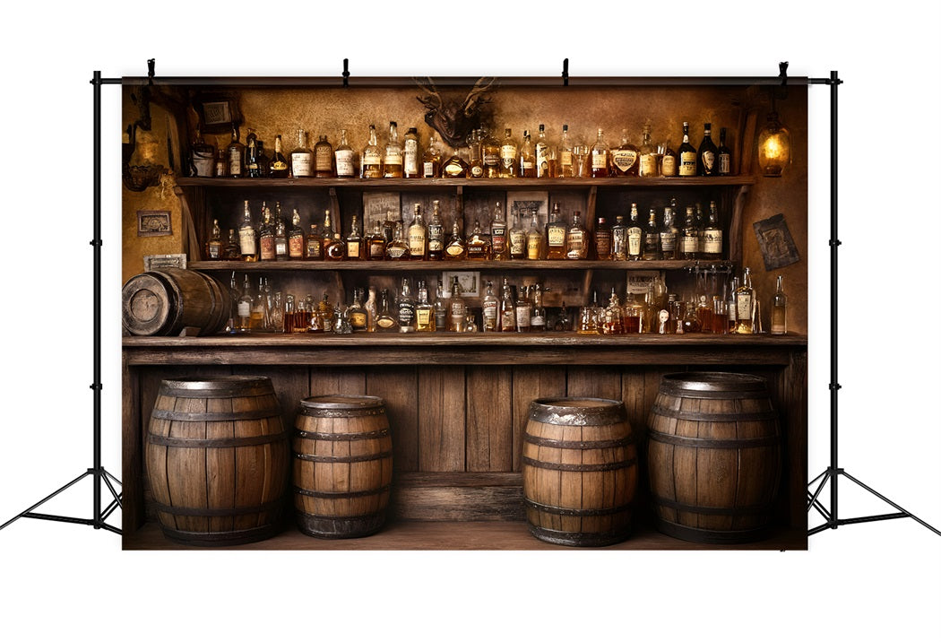 Toile de fond Photo Vintage Bar Whisky Western Ancien Présentoir GQ58-124
