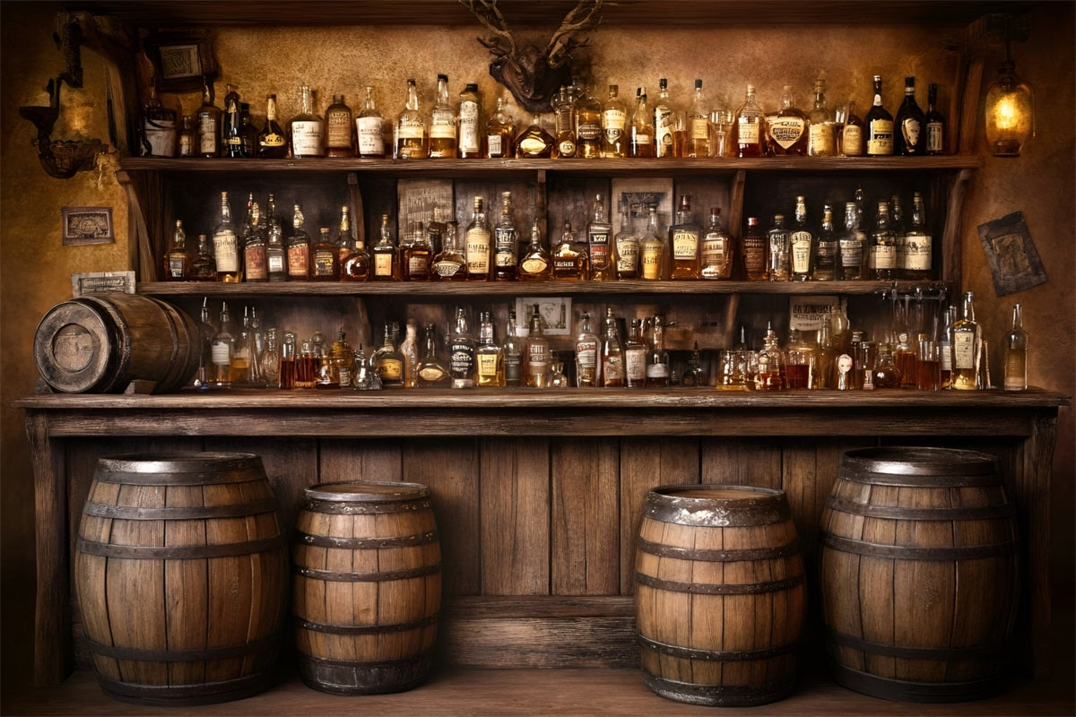 Toile de fond Photo Vintage Bar Whisky Western Ancien Présentoir GQ58-124