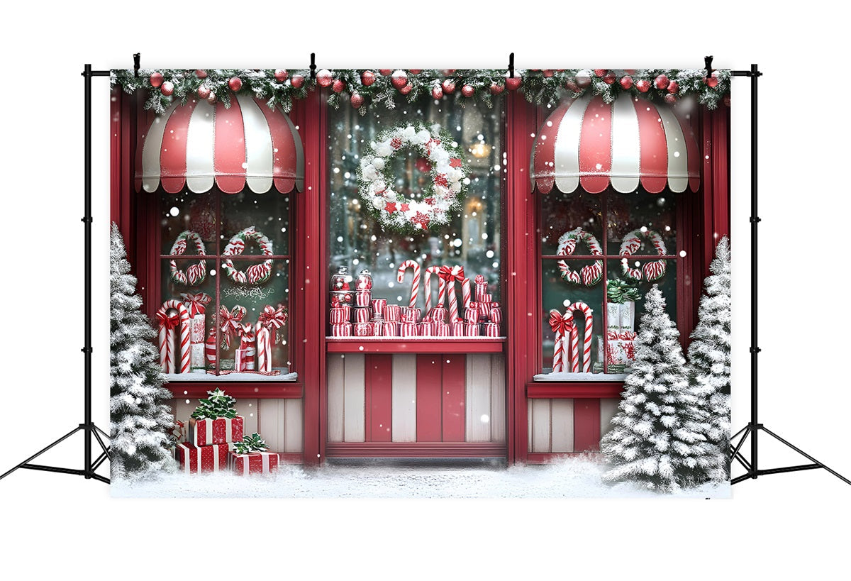 Toile de fond Noël Vitrine Rouge Sucre d’Orge GQ58-14