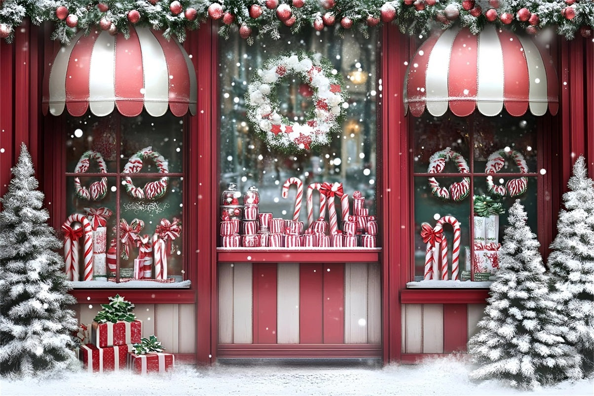 Toile de fond Noël Vitrine Rouge Sucre d’Orge GQ58-14