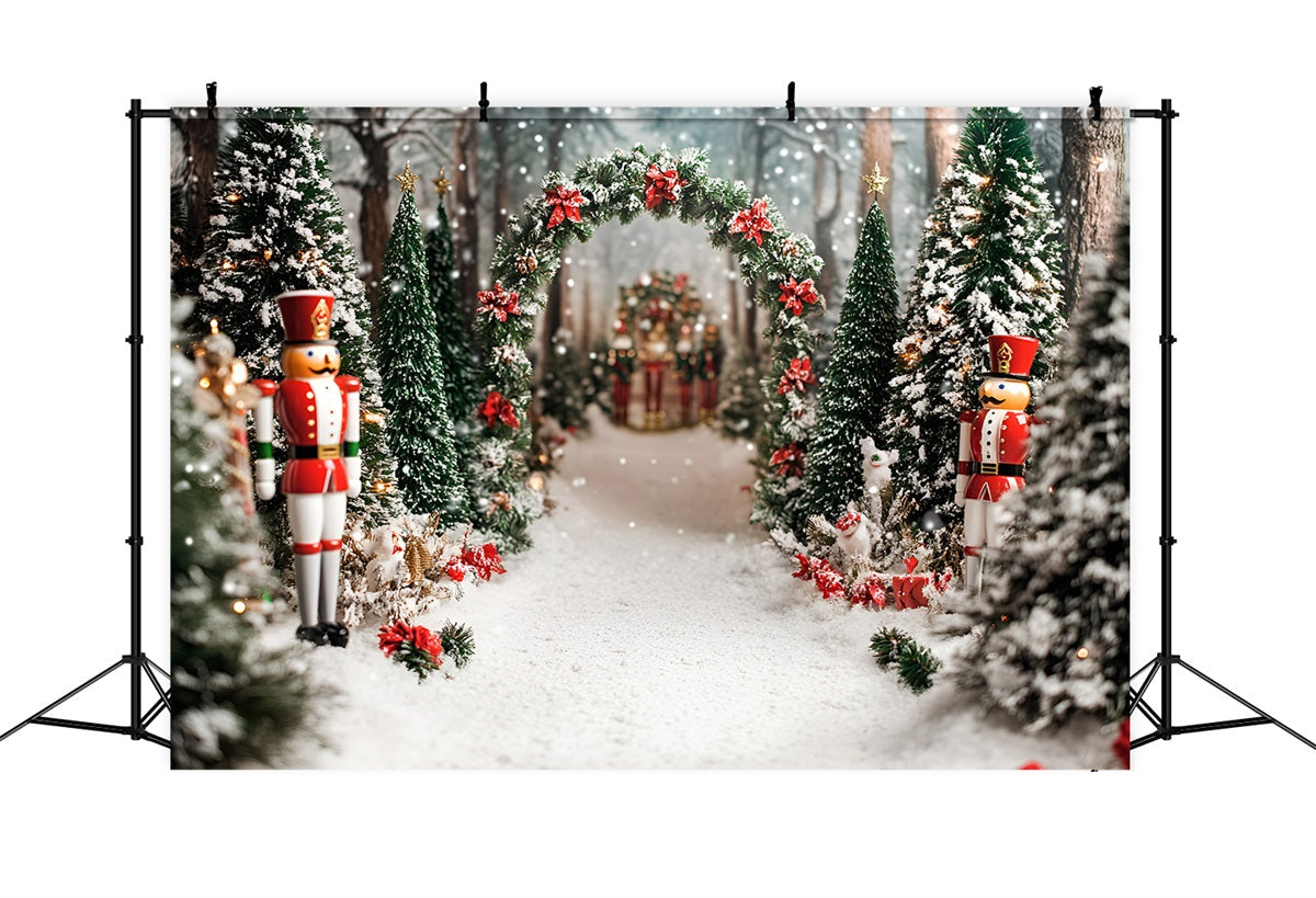 Toile de fond Noël Nœud Rouge Velours et Bosquet de Cèdres GQ58-21