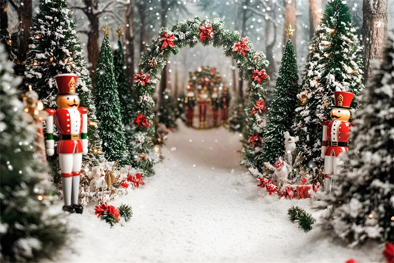 Toile de fond Noël Nœud Rouge Velours et Bosquet de Cèdres GQ58-21