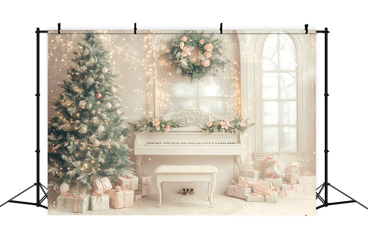 Toile de fond Noël Salle de Piano Élégante en Rose GQ58-26