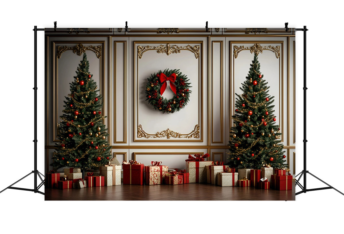 Toile de fond photo Noël Mur Classique Rouge et Or GQ58-30