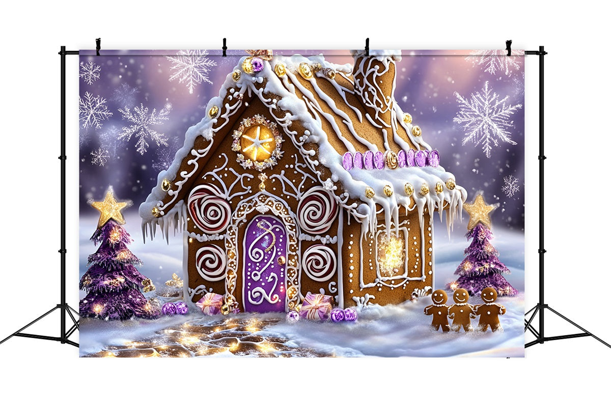 Toile de fond Noël Chalet Bonbon Violette Merveilleux 10x10 GQ58-34