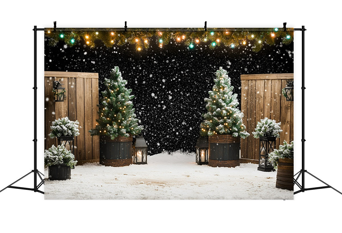 Toile de fond Noël Jardin aux Lanternes et Sapins GQ58-47