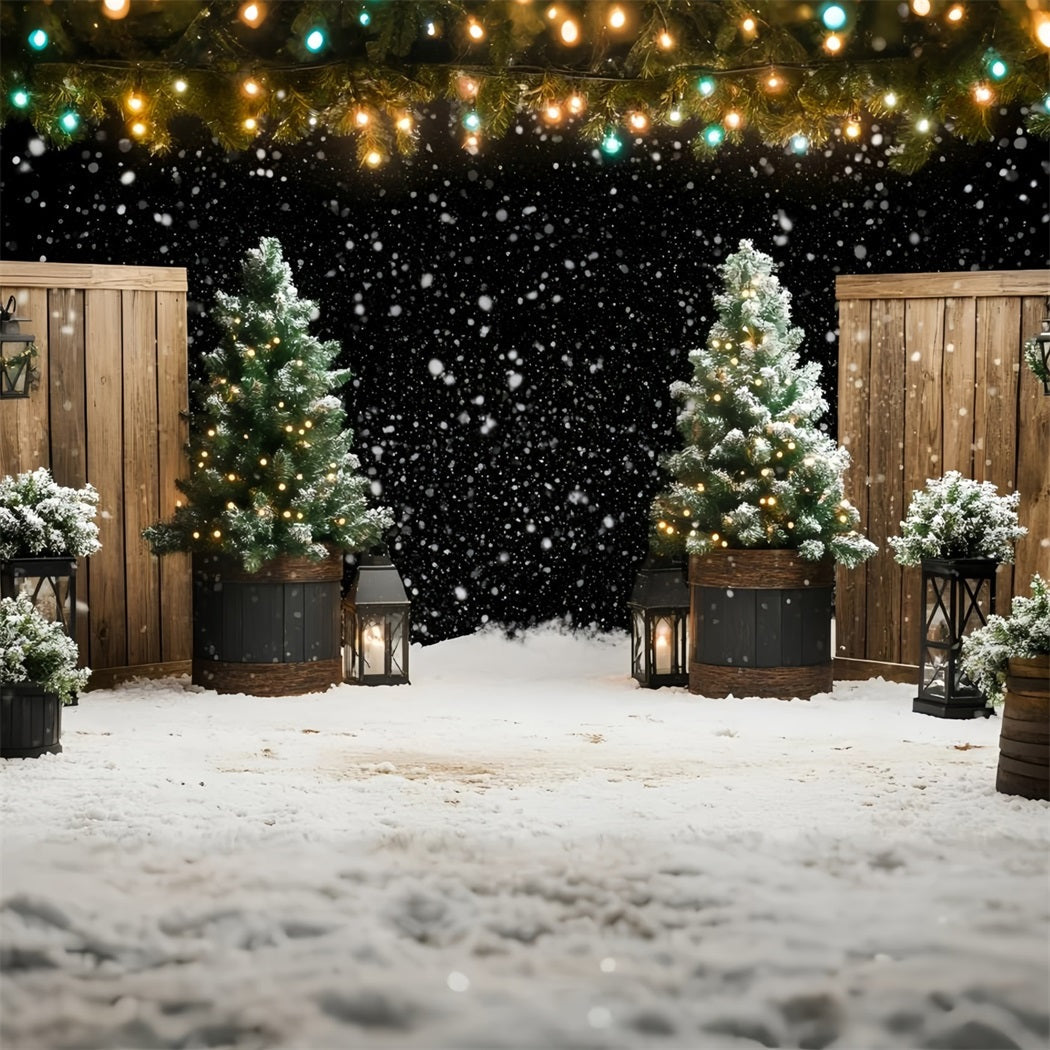 Toile de fond Noël Jardin aux Lanternes et Sapins GQ58-47