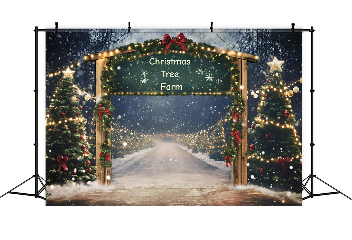 Toile de fond Noël Entrée Festive avec Arche et Guirlande GQ58-49