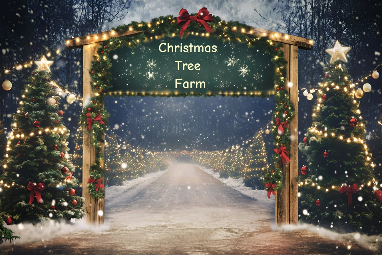 Toile de fond Noël Entrée Festive avec Arche et Guirlande GQ58-49