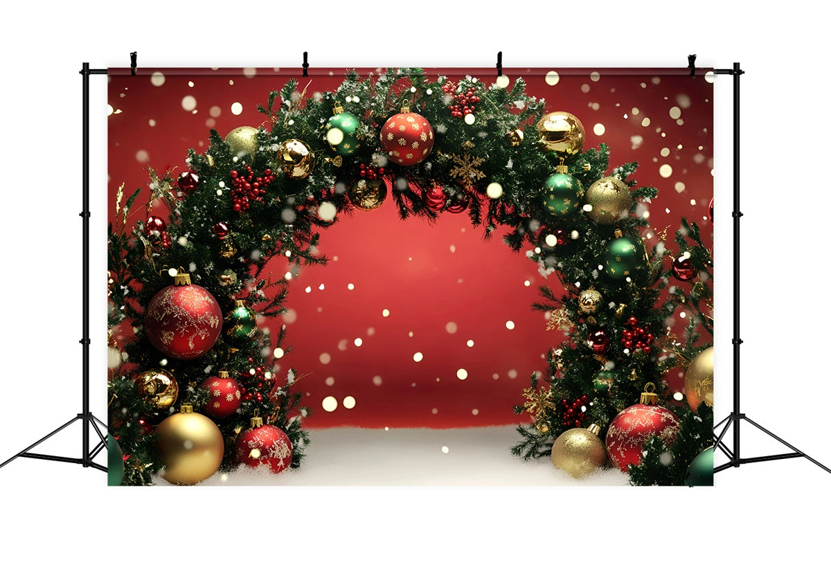 Toile de fond Noël Arche Guirlande Boules Rouges GQ58-5